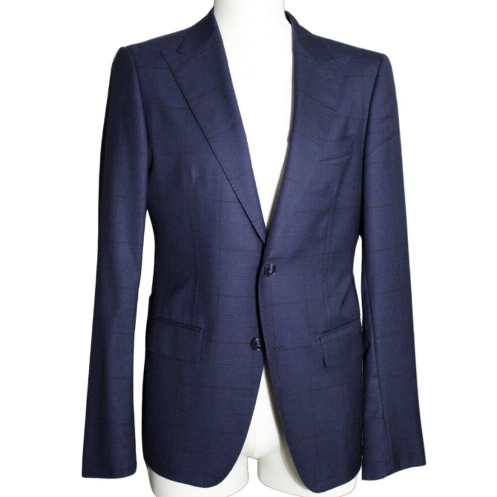 DOPPIO RITORTO Super 130s Wool Sports Jacket Navy with Black SZ 38 US/48 EU